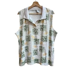Vintage Sleeveless Golf Shirt with Polo Collar, Lady Golf Graphic, Size 2X